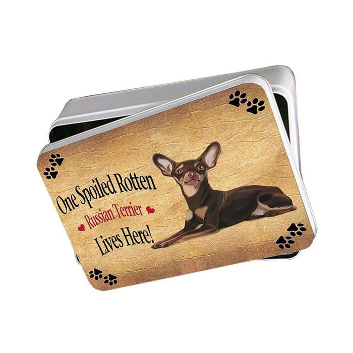 Red Russian Terrier Spoiled Rotten Dog Photo Storage Tin