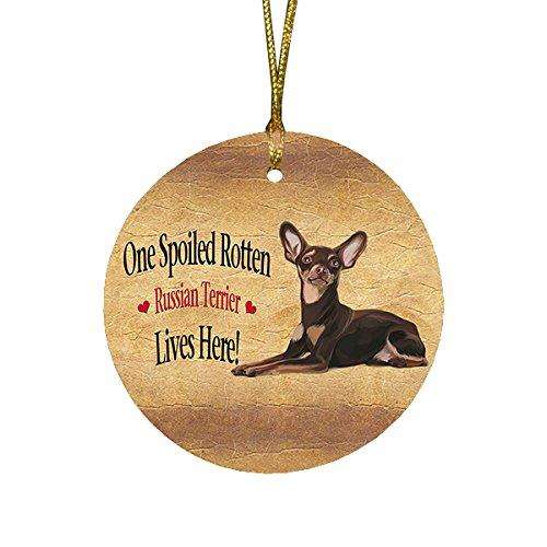 Red Russian Terrier Spoiled Rotten Dog Round Christmas Ornament