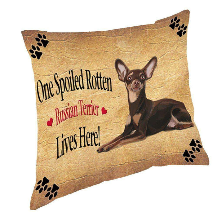 Red Russian Terrier Spoiled Rotten Dog Throw Pillow