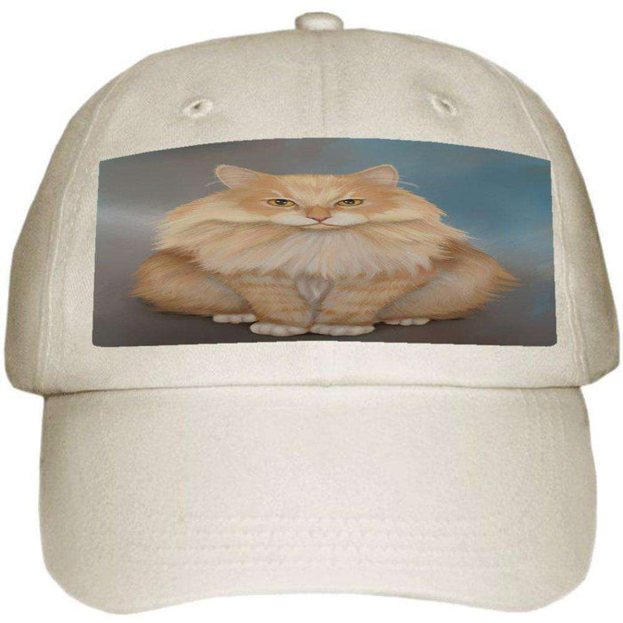 Red Siberian Cat Ball Hat Cap Off White