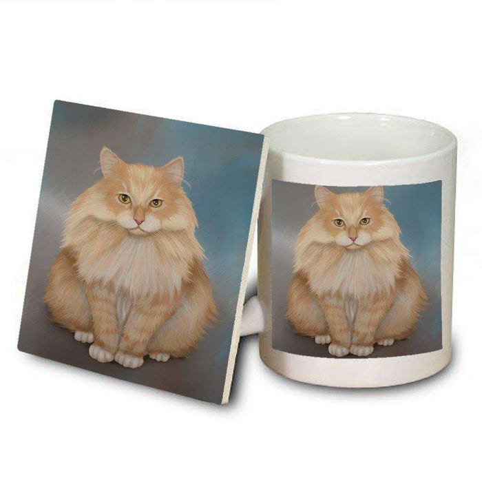 Red Siberian Cat Mug and Coaster Set