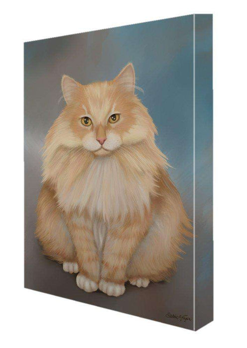 Red Siberian Cat Painting Printed on Canvas Wall Art Signed