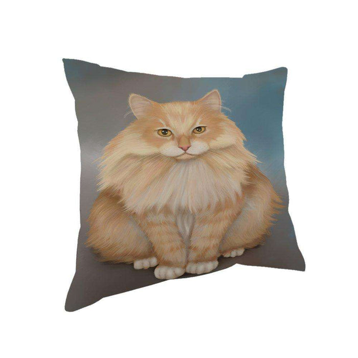 Red Siberian Cat Throw Pillow