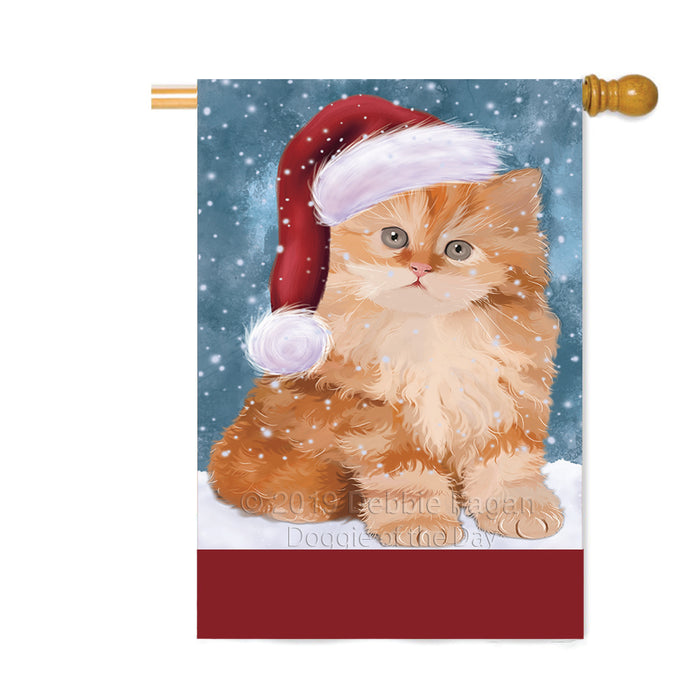 Personalized Let It Snow Happy Holidays Red Persian Cat Custom House Flag FLG-DOTD-A62477