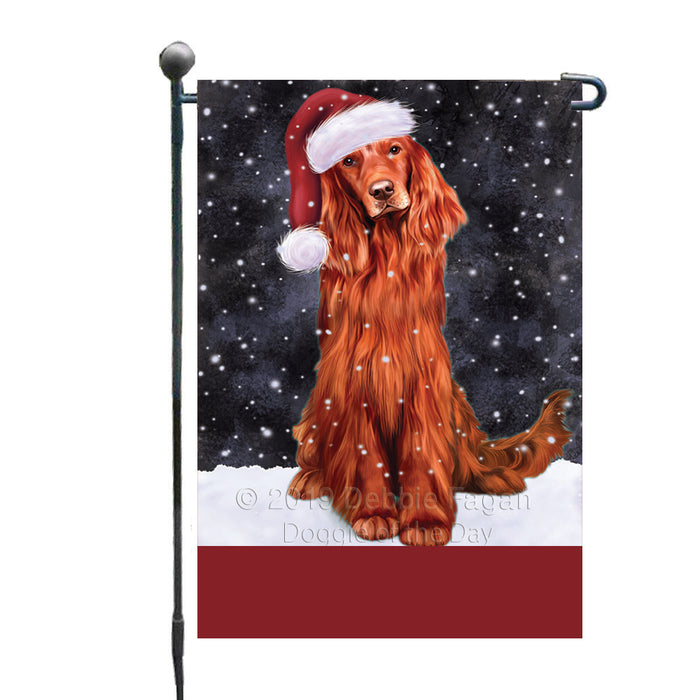 Personalized Let It Snow Happy Holidays Red Irish Setter Dog Custom Garden Flags GFLG-DOTD-A62420
