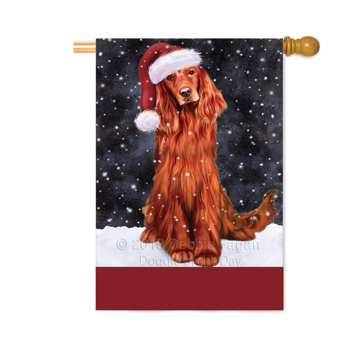 Personalized Let It Snow Happy Holidays Red Irish Setter Dog Custom House Flag FLG-DOTD-A62476