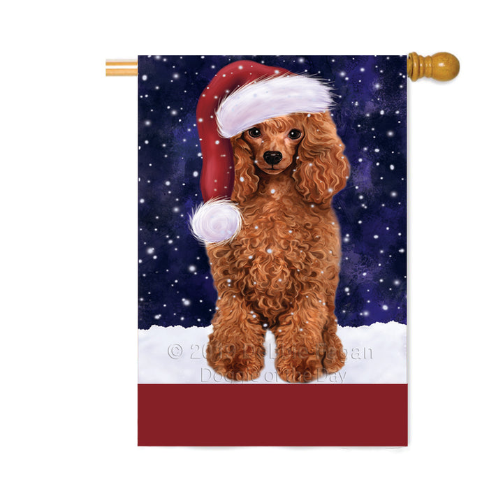 Personalized Let It Snow Happy Holidays Red Poodle Dog Custom House Flag FLG-DOTD-A62478