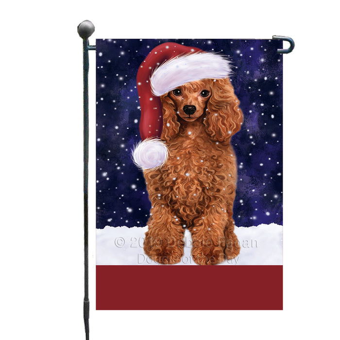 Personalized Let It Snow Happy Holidays Red Poodle Dog Custom Garden Flags GFLG-DOTD-A62422