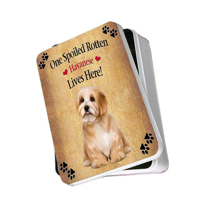 Reddish Havanese Spoiled Rotten Dog Photo Storage Tin