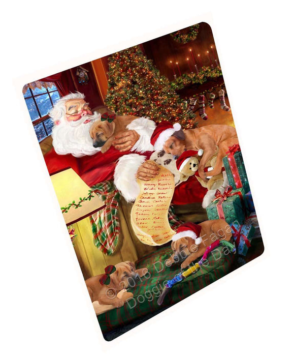 Rhodesian Ridgeback Dog and Puppies Sleeping with Santa Tempered Cutting Board