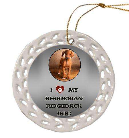 Rhodesian Ridgeback Dog Christmas Doily Ceramic Ornament
