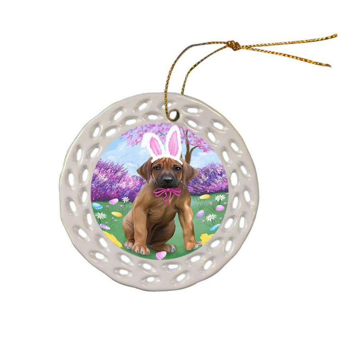 Rhodesian Ridgeback Dog Easter Holiday Ceramic Doily Ornament DPOR49235