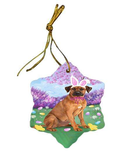 Rhodesian Ridgeback Dog Easter Holiday Star Porcelain Ornament SPOR49225