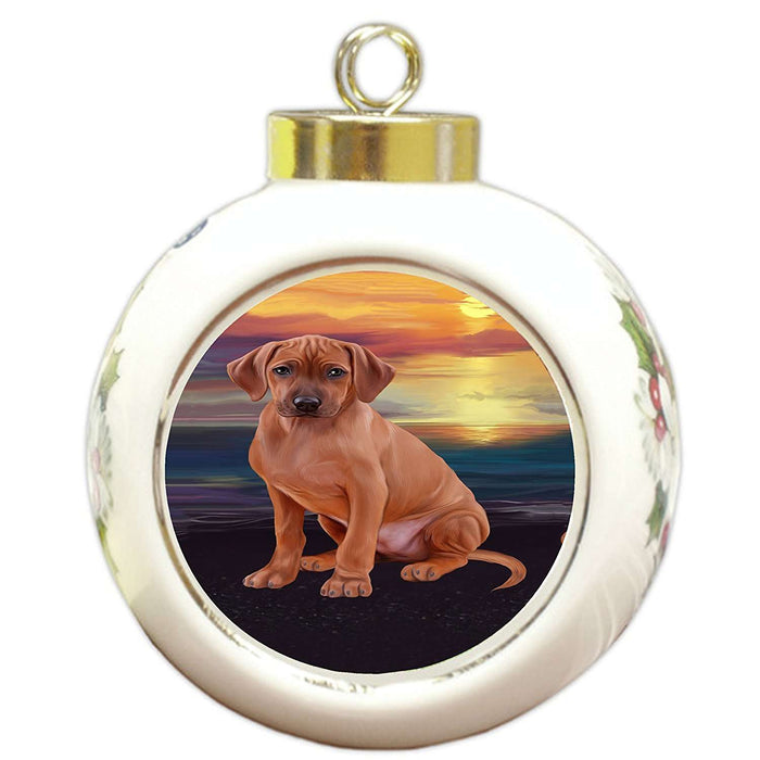 Rhodesian Ridgeback Dog Round Ball Christmas Ornament