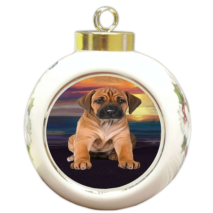 Rhodesian Ridgeback Dog Round Ball Christmas Ornament