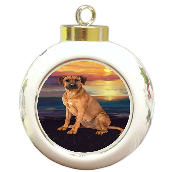 Rhodesian Ridgeback Dog Round Ball Christmas Ornament