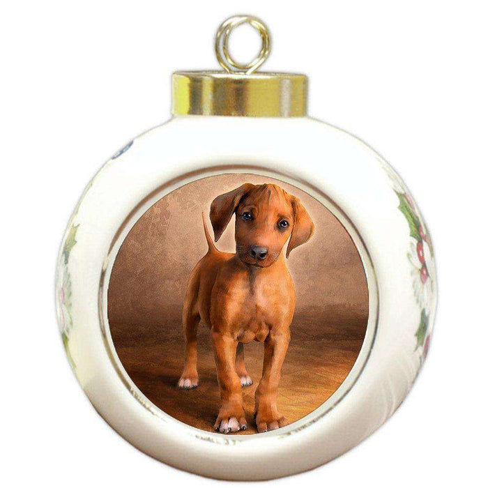 Rhodesian Ridgeback Puppy Dog Round Ball Christmas Ornament