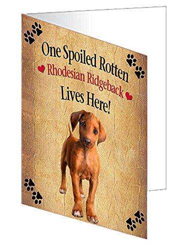 Rhodesian Ridgeback Puppy Spoiled Rotten Dog Handmade Artwork Assorted Pets Greeting Cards and Note Cards with Envelopes for All Occasions and Holiday Seasons