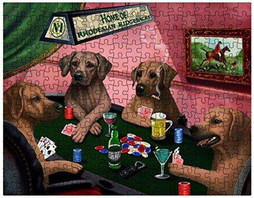 Rhodesian Ridgeback Puzzle 300 Pc. with Photo Tin Four Dogs Playing Poker