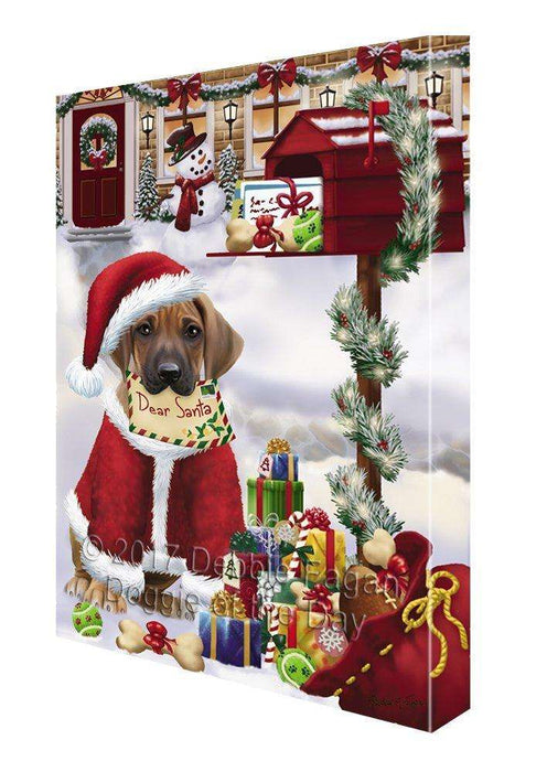 Rhodesian Ridgebacks Dear Santa Letter Christmas Holiday Mailbox Dog Painting Printed on Canvas Wall Art