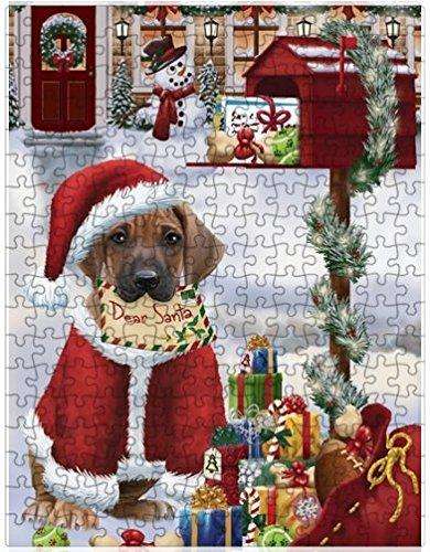 Rhodesian Ridgebacks Dear Santa Letter Christmas Holiday Mailbox Dog Puzzle with Photo Tin