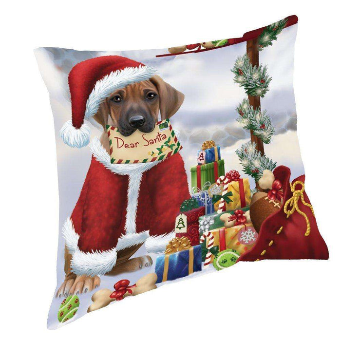 Rhodesian Ridgebacks Dear Santa Letter Christmas Holiday Mailbox Dog Throw Pillow