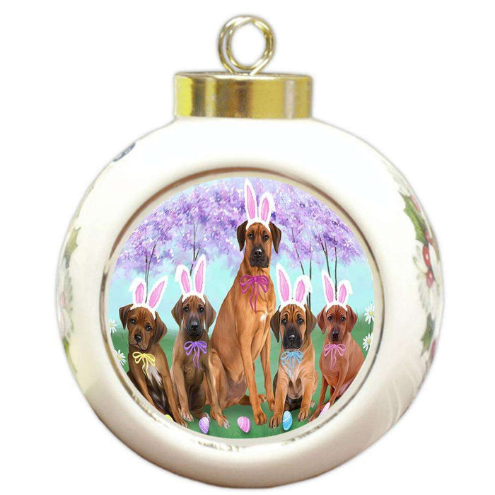 Rhodesian Ridgebacks Dog Easter Holiday Round Ball Christmas Ornament RBPOR49234