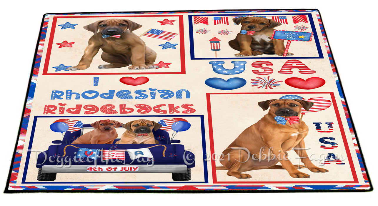 4th of July Independence Day I Love USA Rhodesian Ridgeback Dogs Floormat FLMS56293 Floormat FLMS56293