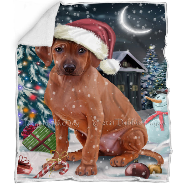 Have a Holly Jolly Christmas Rhodesian Ridgeback Dog in Holiday Background Blanket D114