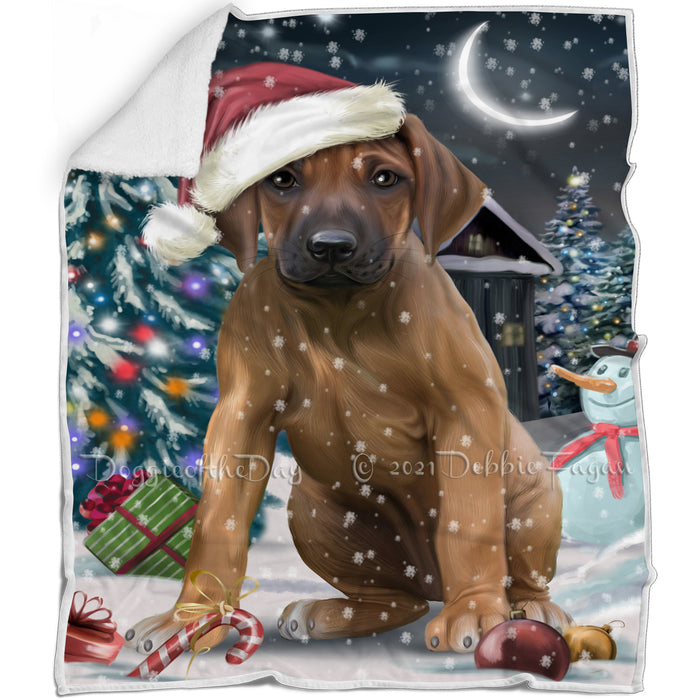 Have a Holly Jolly Christmas Rhodesian Ridgeback Dog in Holiday Background Blanket D115