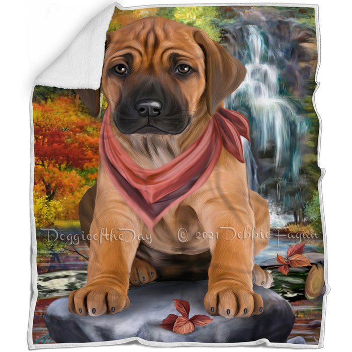 Scenic Waterfall Rhodesian Ridgeback Dog Blanket BLNKT84171