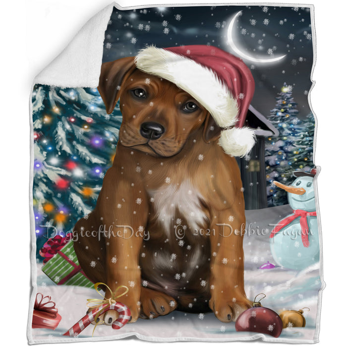 Have a Holly Jolly Christmas Rhodesian Ridgeback Dog in Holiday Background Blanket D117
