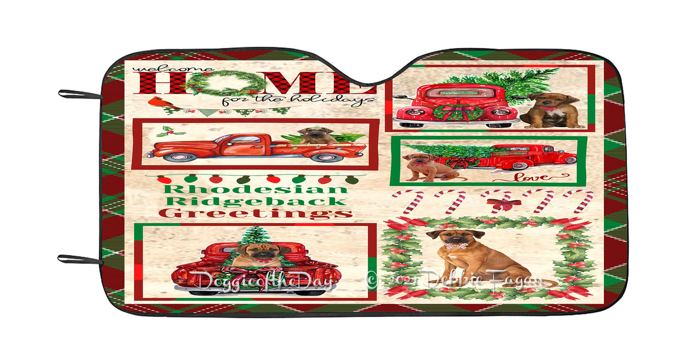 Welcome Home for Christmas Holidays Rhodesian Ridgeback Dogs Car Sun Shade Cover Curtain