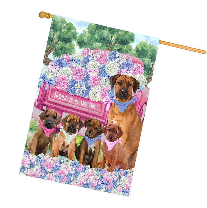 Rhodesian Ridgeback Dogs House Flag: Explore a Variety of Personalized Designs, Double-Sided, Weather Resistant, Custom, Home Outside Yard Decor for Dog and Pet Lovers