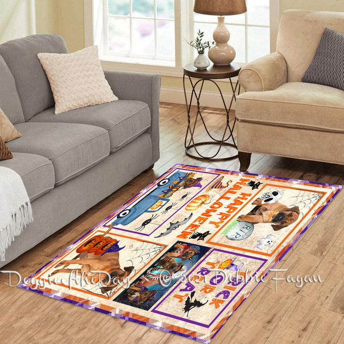 Happy Halloween Trick or Treat Rhodesian Ridgeback Dogs Polyester Living Room Carpet Area Rug ARUG65858