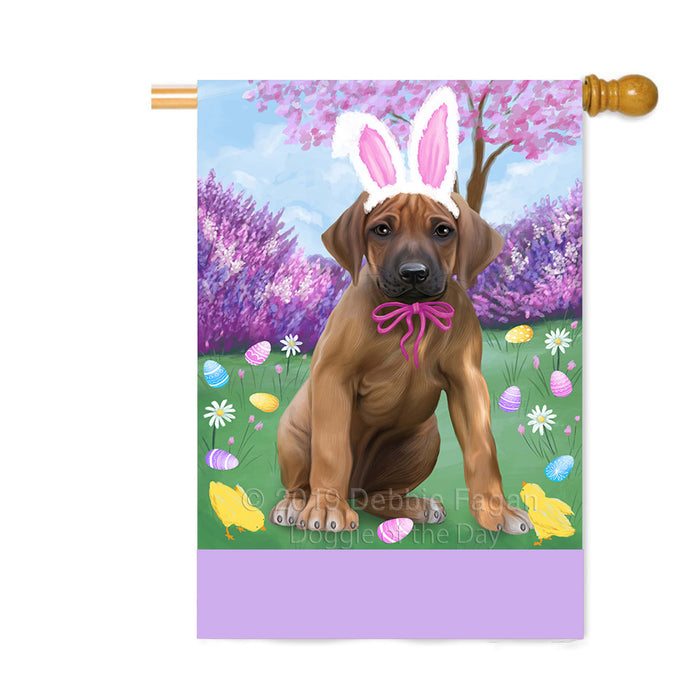 Personalized Easter Holiday Rhodesian Ridgeback Dog Custom House Flag FLG-DOTD-A59027