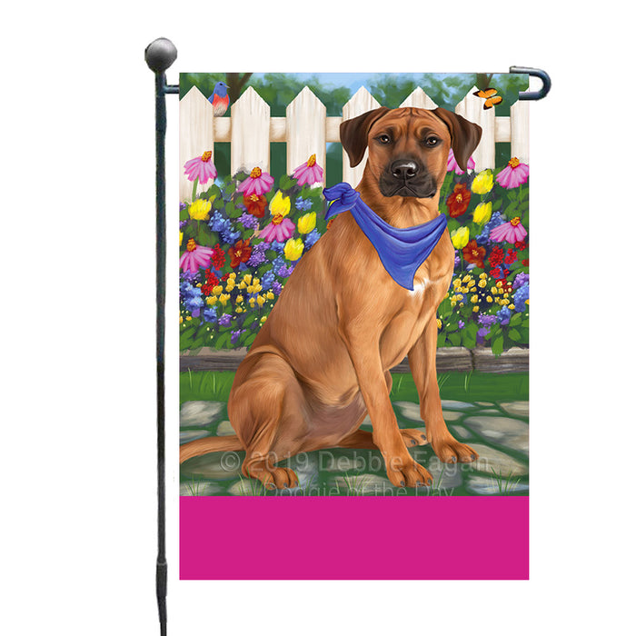 Personalized Spring Floral Rhodesian Ridgeback Dog Custom Garden Flags GFLG-DOTD-A62962