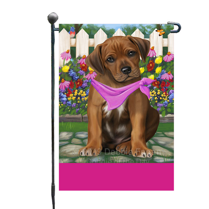 Personalized Spring Floral Rhodesian Ridgeback Dog Custom Garden Flags GFLG-DOTD-A62964