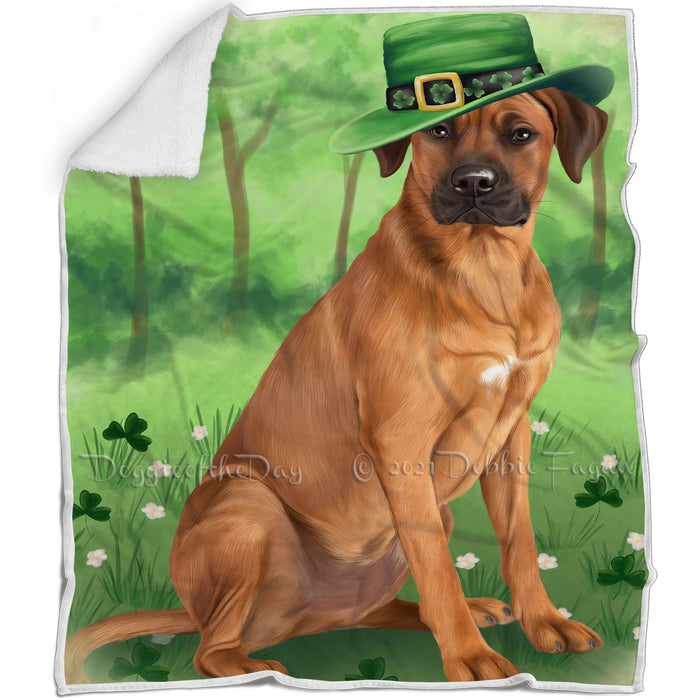 St. Patricks Day Irish Portrait Rhodesian Ridgeback Dog Blanket BLNKT58791