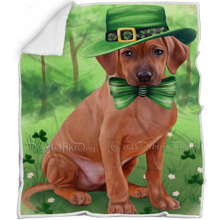 St. Patricks Day Irish Portrait Rhodesian Ridgeback Dog Blanket BLNKT58809