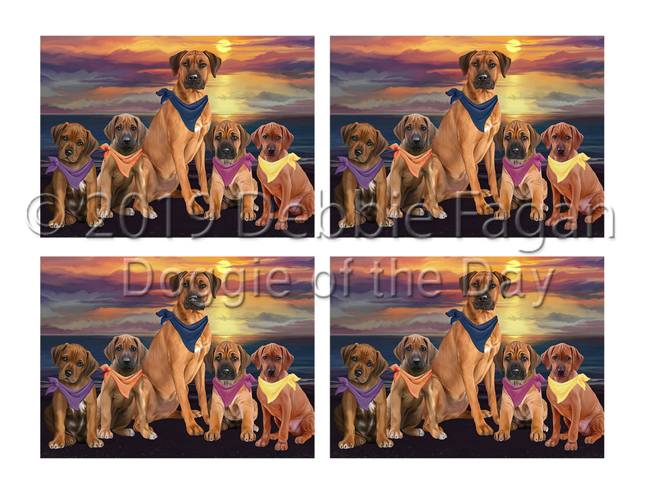 Family Sunset Portrait Rhodesian Ridgeback Dogs Placemat