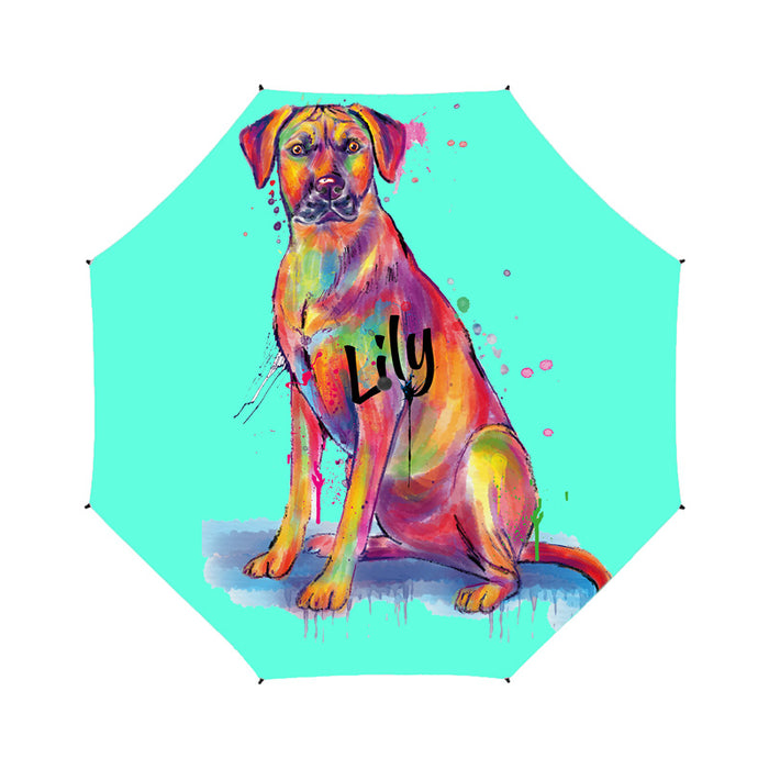Custom Pet Name Personalized Watercolor Rhodesian Ridgeback DogSemi-Automatic Foldable Umbrella
