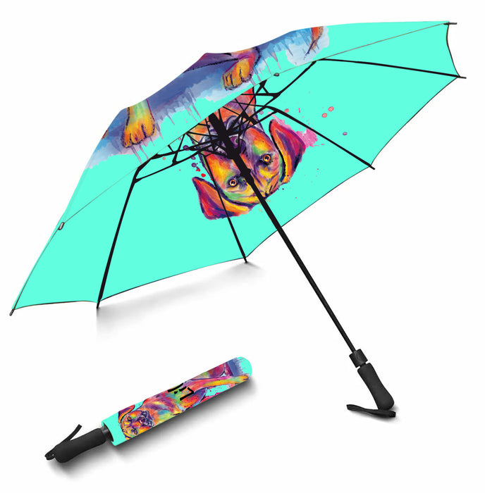 Custom Pet Name Personalized Watercolor Rhodesian Ridgeback DogSemi-Automatic Foldable Umbrella
