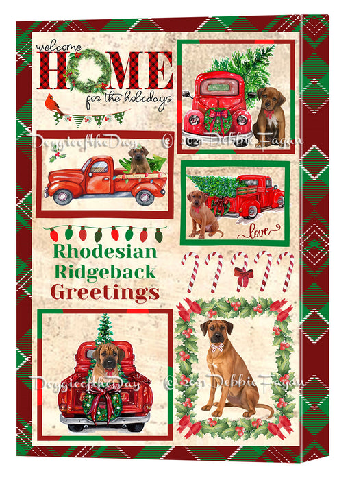 Welcome Home for Christmas Holidays Rhodesian Ridgeback Dogs Canvas Wall Art Decor - Premium Quality Canvas Wall Art for Living Room Bedroom Home Office Decor Ready to Hang CVS149795