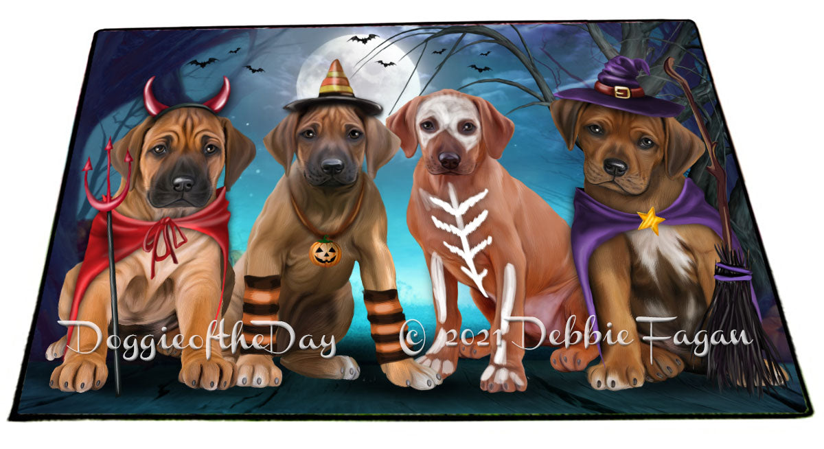 Happy Halloween Trick or Treat Rhodesian Ridgeback Dogs Indoor/Outdoor Welcome Floormat - Premium Quality Washable Anti-Slip Doormat Rug FLMS58432
