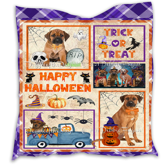 Happy Halloween Trick or Treat Pumpkin Rhodesian Ridgeback Dogs Lightweight Soft Bedspread Coverlet Bedding Quilt QUILT61041