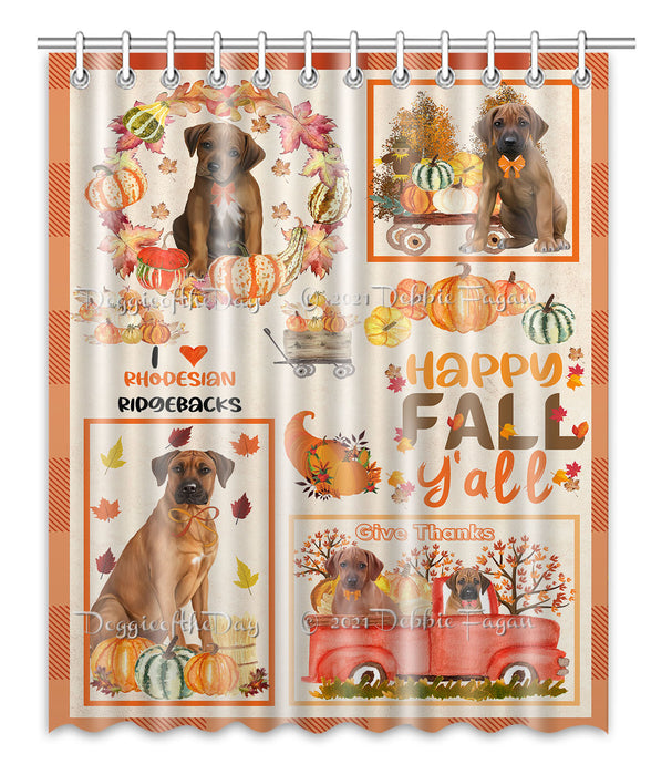 Happy Fall Y'all Pumpkin Rhodesian Ridgeback Dogs Shower Curtain Bathroom Accessories Decor Bath Tub Screens