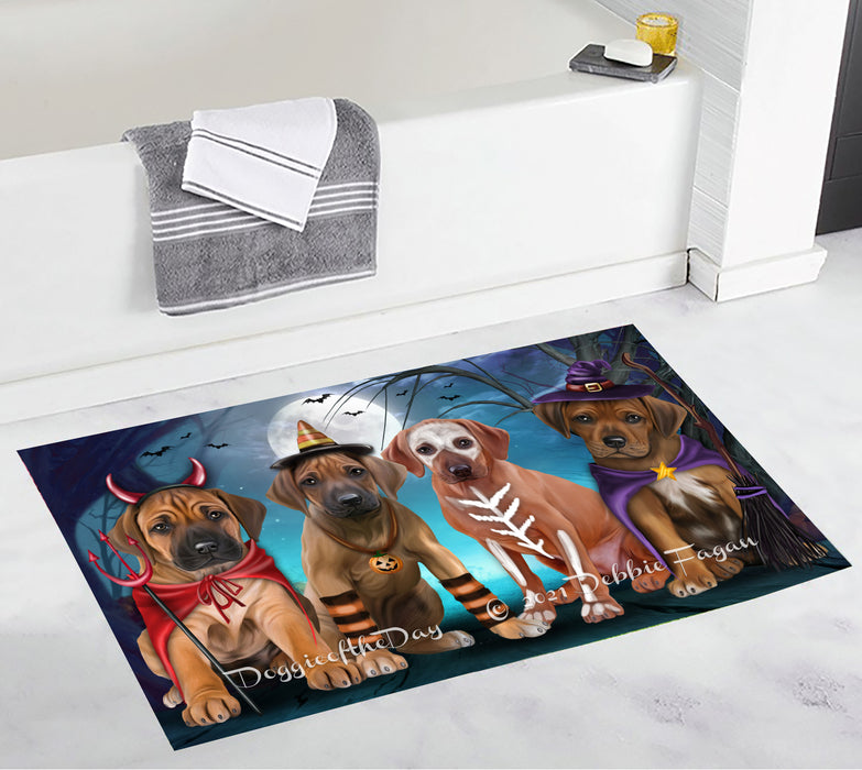 Happy Halloween Trick or Treat Rhodesian Ridgeback Dogs Bathroom Rugs with Non Slip Soft Bath Mat for Tub BRUG54991
