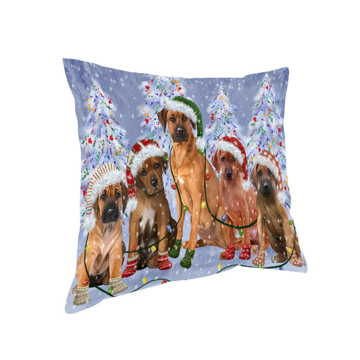 Christmas Lights and Rhodesian Ridgeback Dogs Pillow with Top Quality High-Resolution Images - Ultra Soft Pet Pillows for Sleeping - Reversible & Comfort - Ideal Gift for Dog Lover - Cushion for Sofa Couch Bed - 100% Polyester