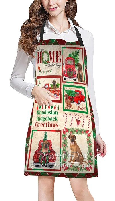 Welcome Home for Holidays Rhodesian Ridgeback Dogs Apron Apron48439